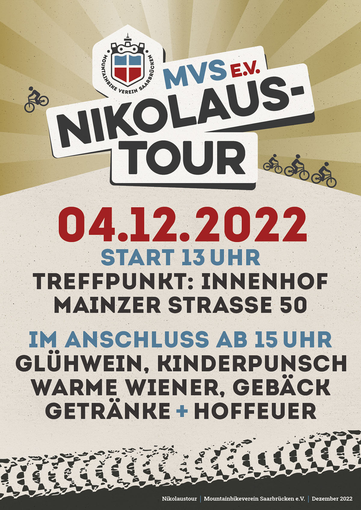 Die Nikolaustour des MVS e.V. startet am 04.12.2022 um 13 Uhr im Innenhof Mainzer Straße 50